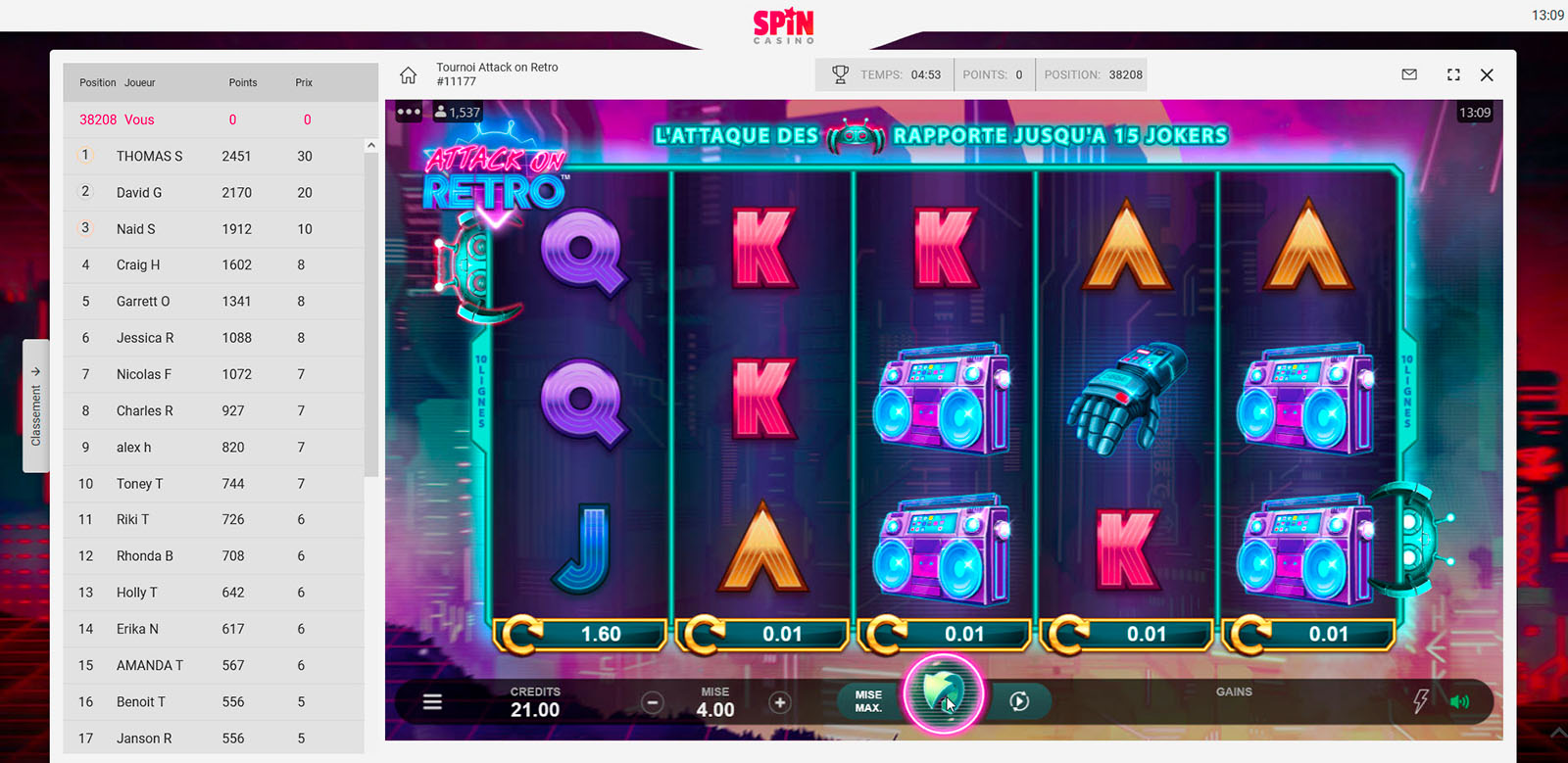 spincasino attack on retro