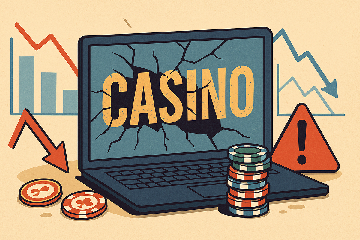 Illustration d'un casino en ligne en difficulté financière
