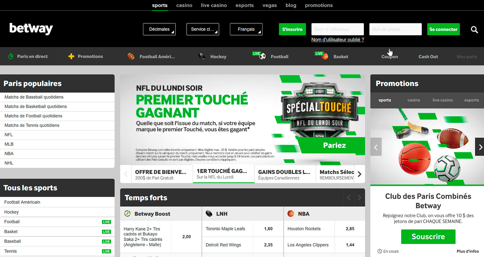 betway paris sportif