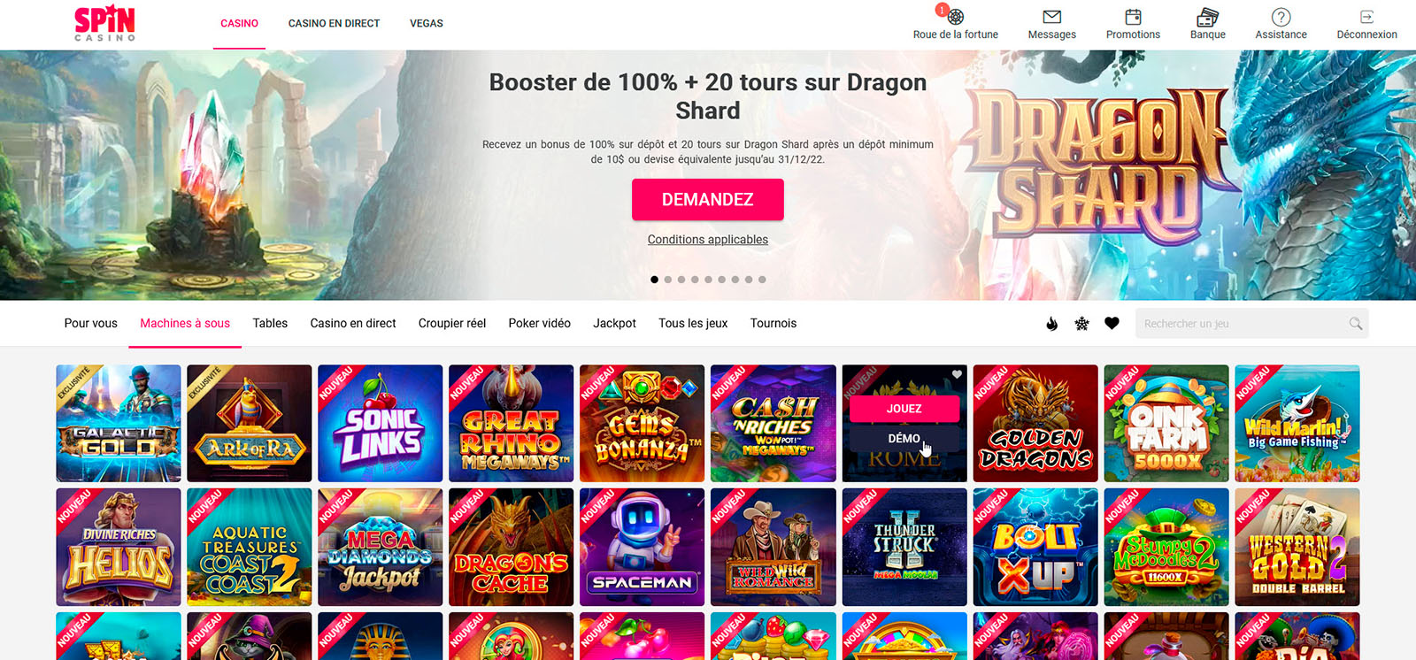 spin casino machines à sous accueil
