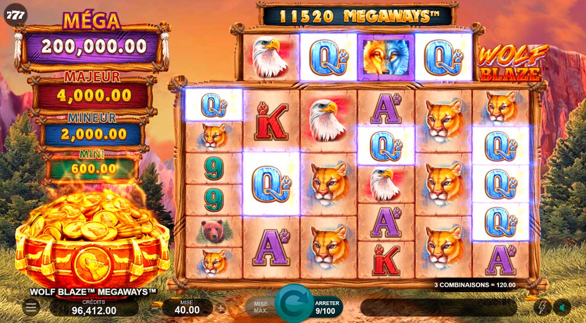 wolf blaze megaways machine à sous